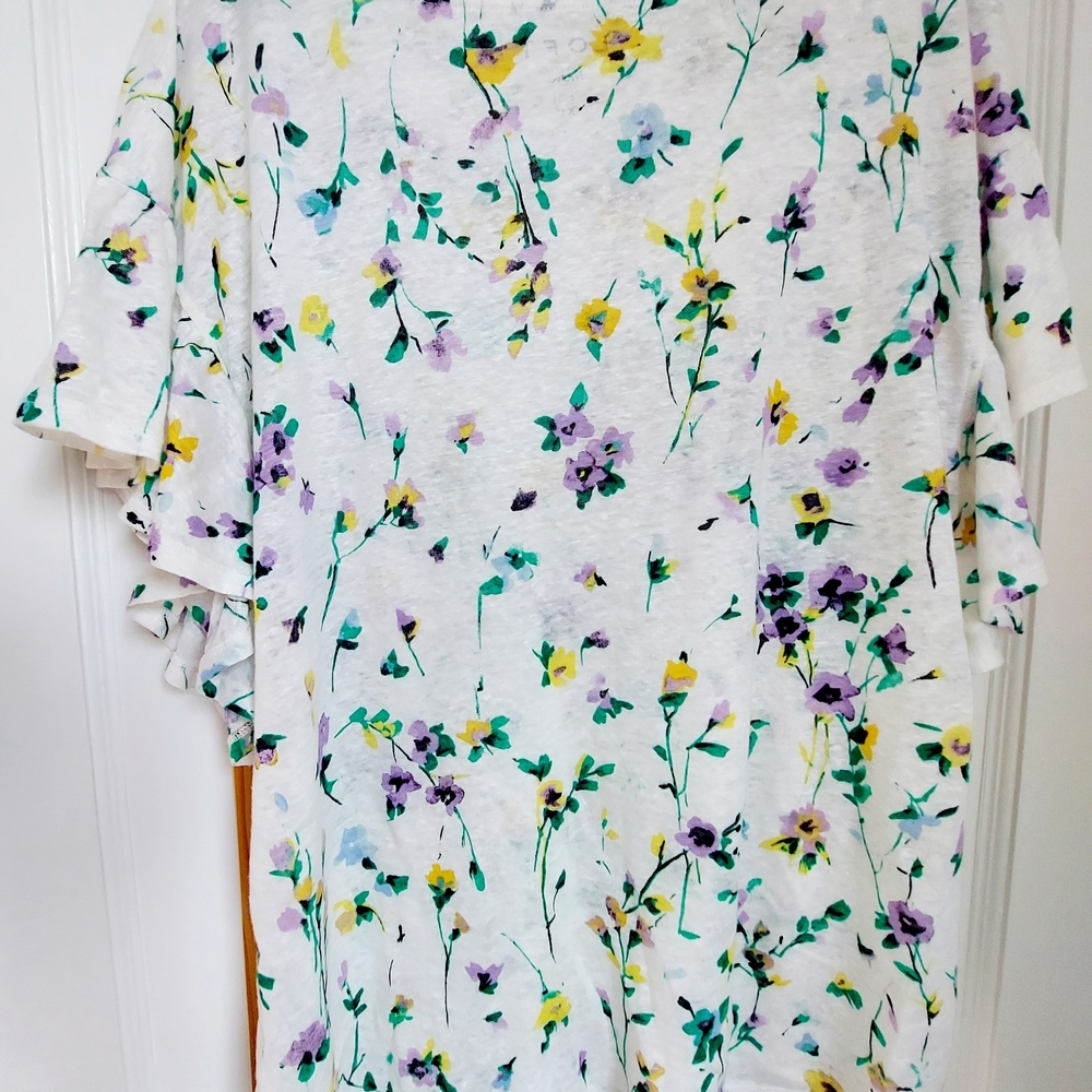 LOFT Linen Ruffle Sleeve Top - Picture 4 of 4